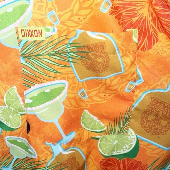 Dixxon The Anejo Short Sleeve Summer Tropical Drinking Alcoha Orange Men's Shirt - Picture 5 of 10